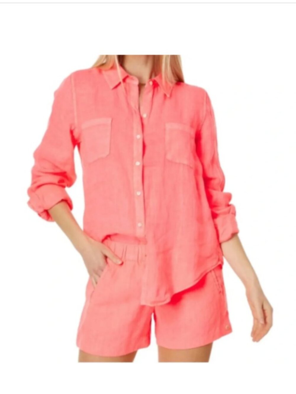 Lilly Pulitzer Sea View Linen Button Down Size M